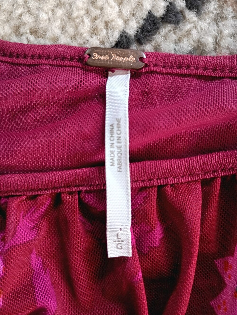 Free People Raspberry-Pink Floral Mesh Top - Picture 2 of 6